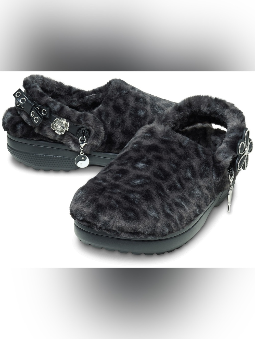 NWT Crocs Unforgettable Leopard Print Plush Faux-Fur Slip-On Clog